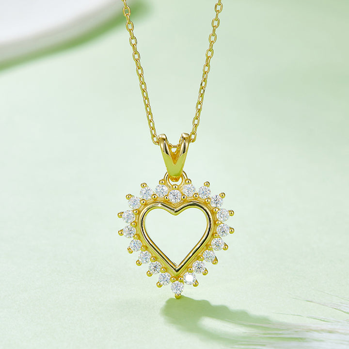 Women's Heart-Shaped Moissanite Sterling Silver Necklace