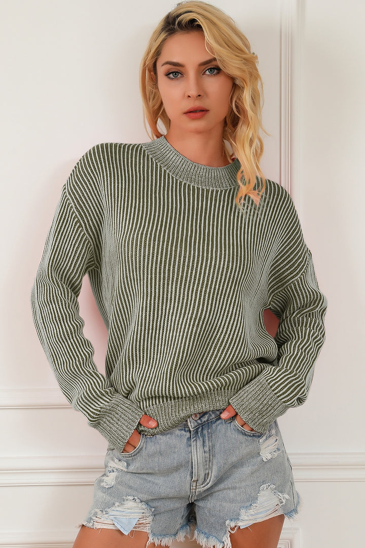 Women's Cozy Striped Mock Neck Sweater