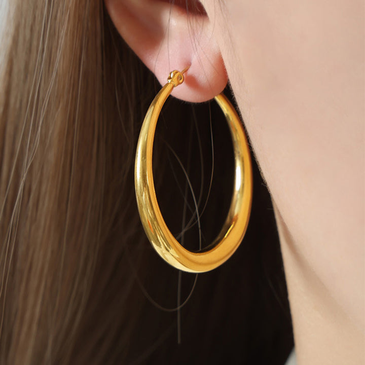 Women's Elegant 18K Gold-Plated Hoop Earrings