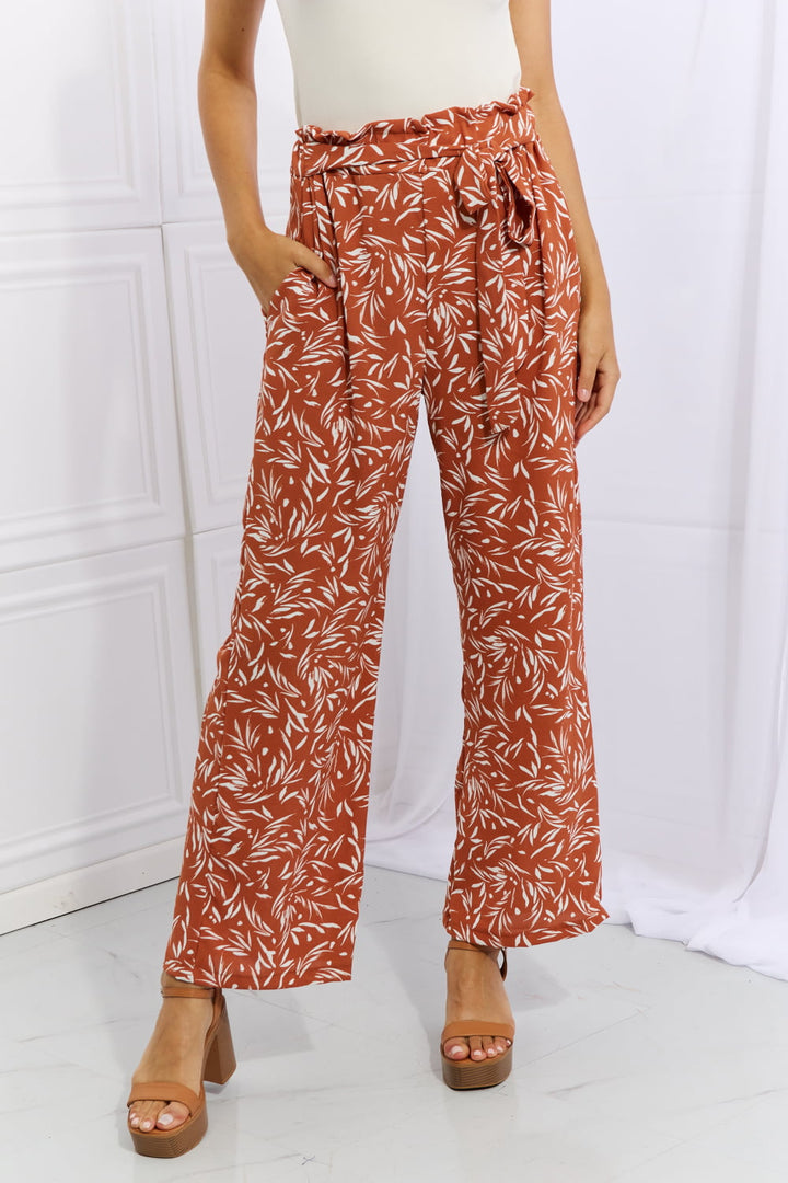 Women's Geometric Printed Pants in Red Orange