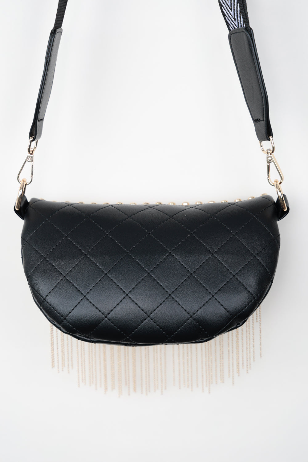 Adored PU Leather Studded Sling Bag with Fringes