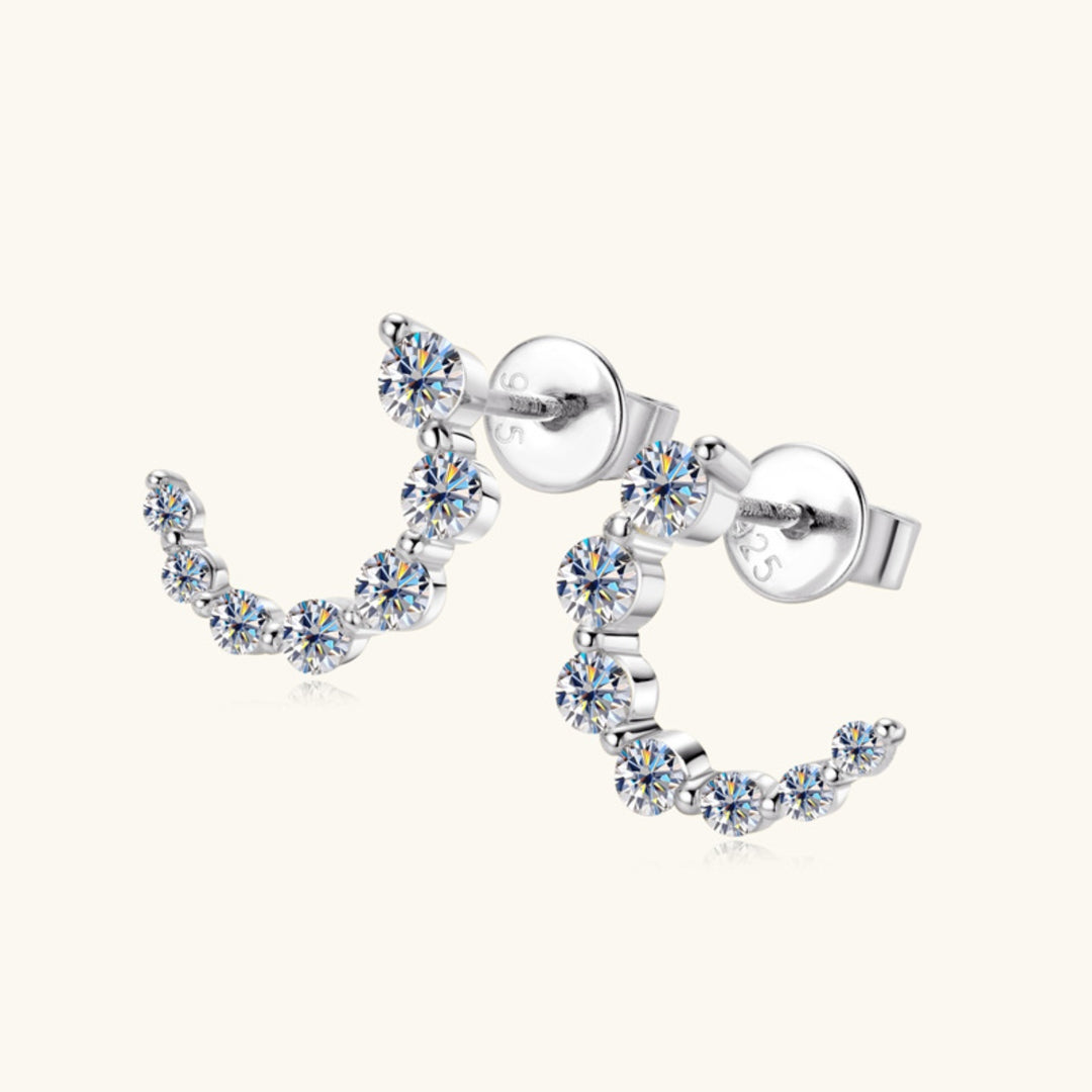 Women's Elegant Moissanite Stud Earrings in 925 Sterling Silver