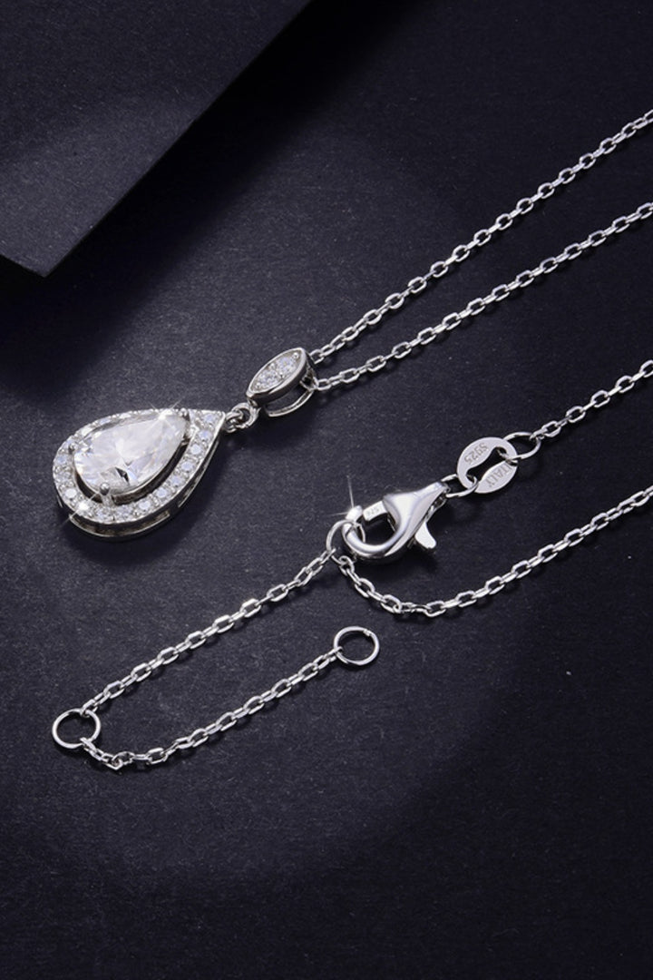 Women's Teardrop Necklace with 1.5 Carat Moissanite in 925 Sterling Silver