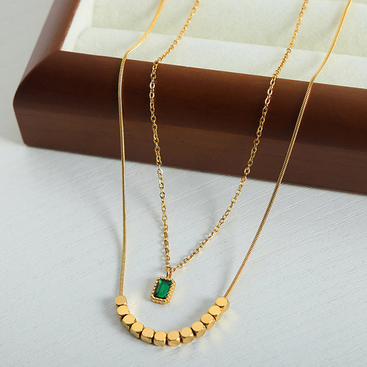 Women's Elegant Double-Strand Gold-Plated Necklace