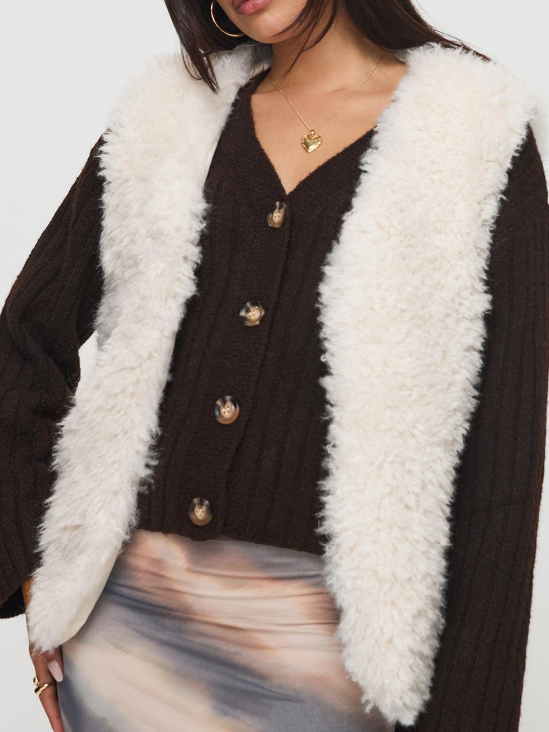 Fuzzy Open Front Vest Coat