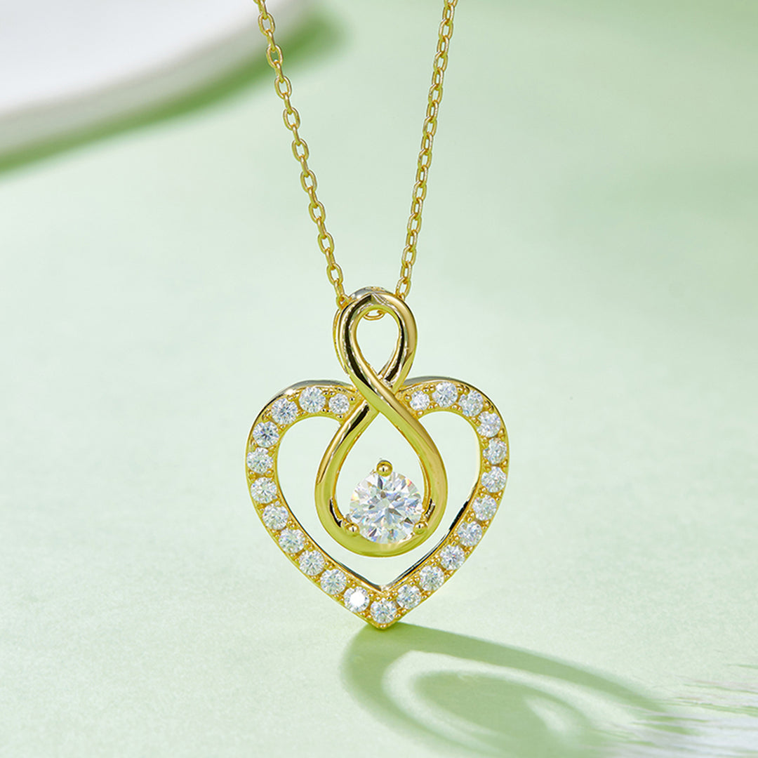 Women's Heart-Shaped 1 Carat Moissanite Sterling Silver Necklace