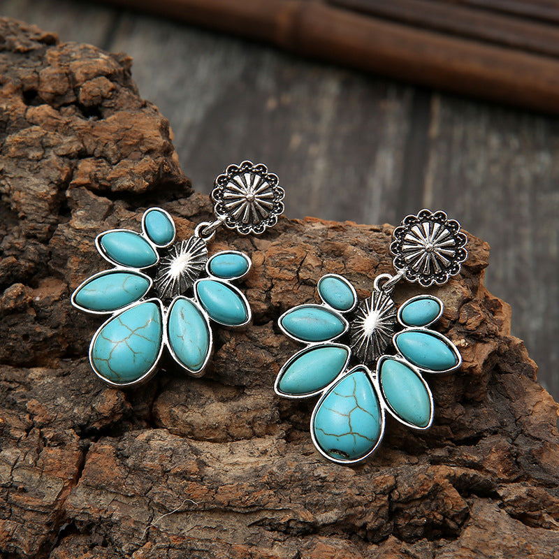 Women's Turquoise Flower Earring