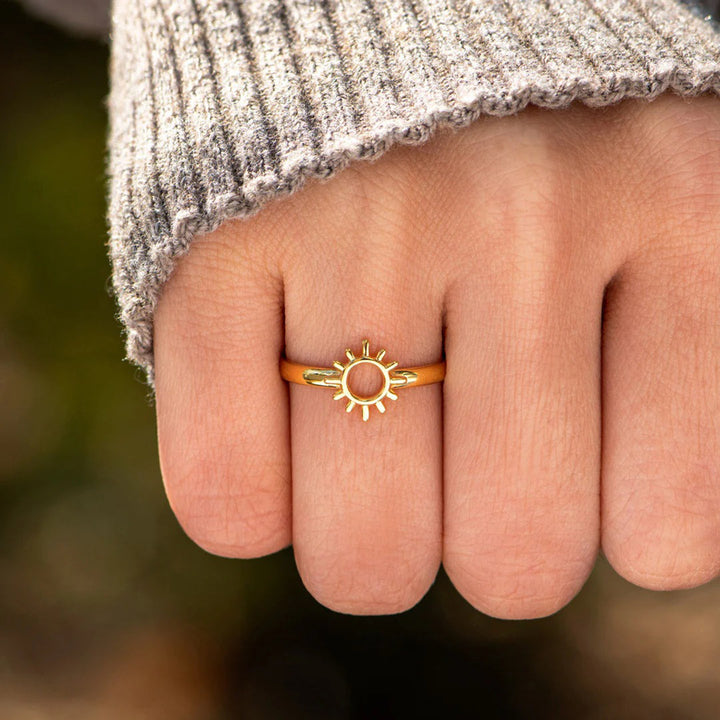 Women's Sun Shape 18K Gold-Plated Rings