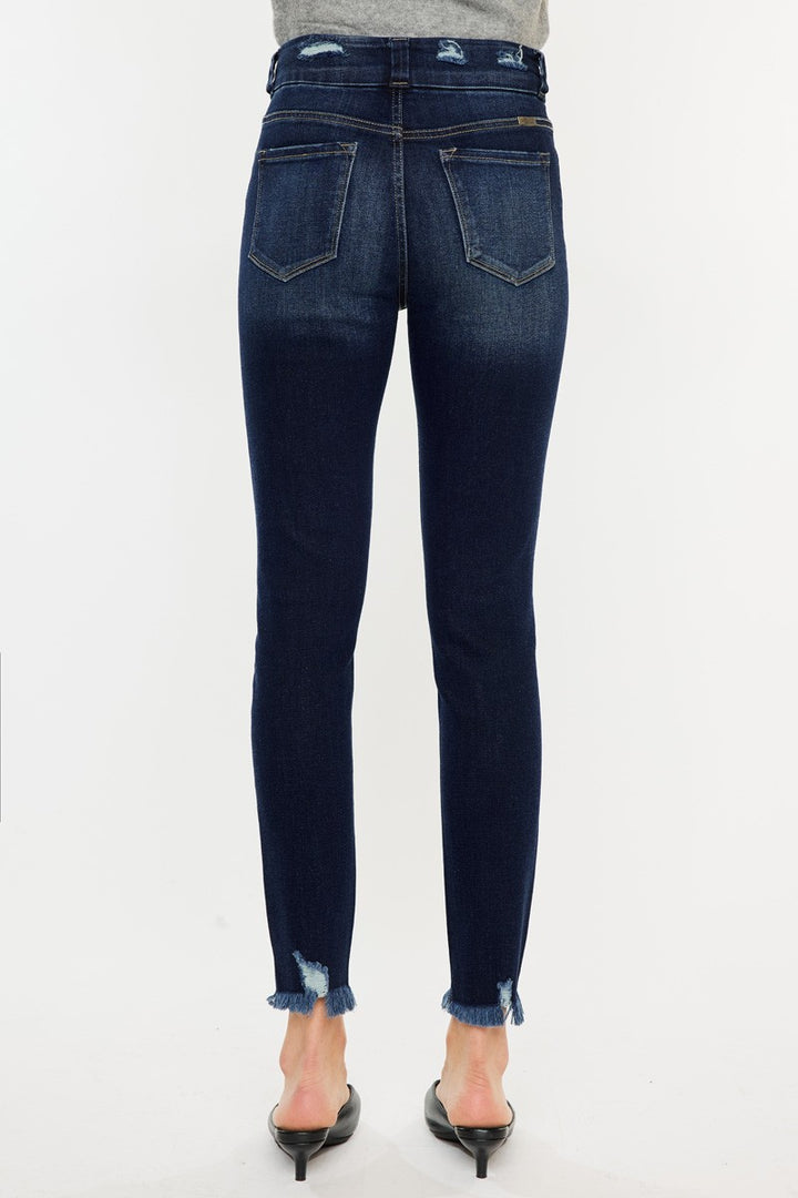 Women's Raw Hem High Waist Jeans (Jeans)