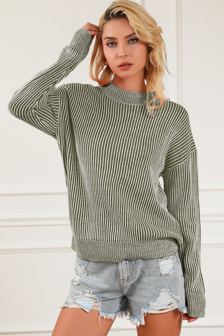 Women's Cozy Striped Mock Neck Sweater