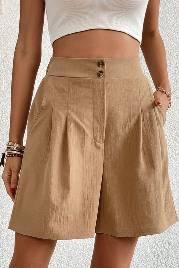 Women's Pleated Detail Elastic Waist Shorts