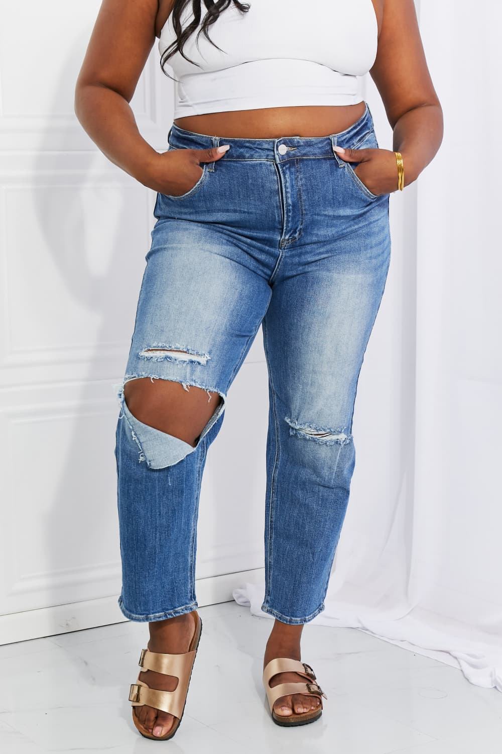 Women's High Rise Relaxed Jeans (Full Size)