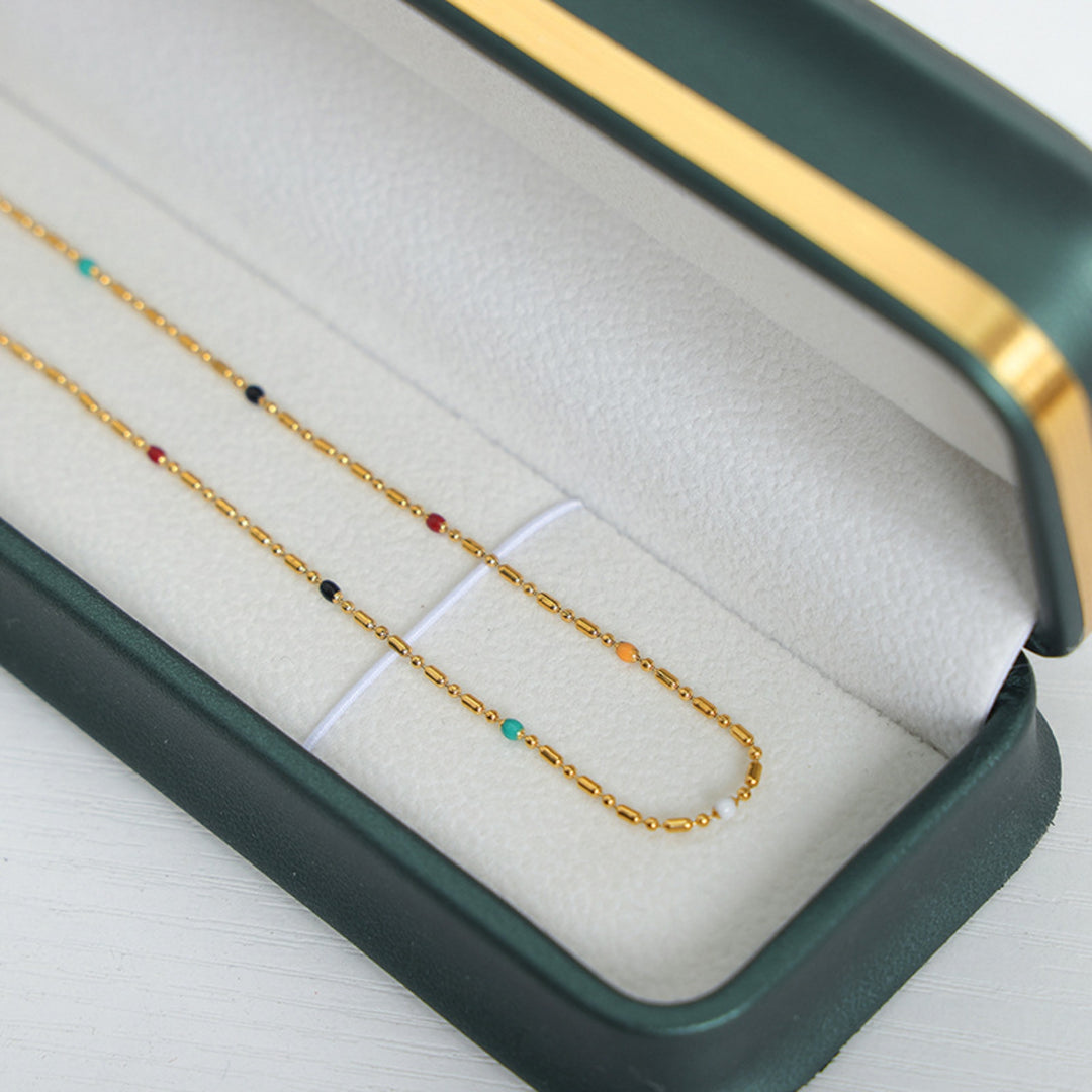 Women's Elegant 18K Gold-Plated Beaded Drip Necklace