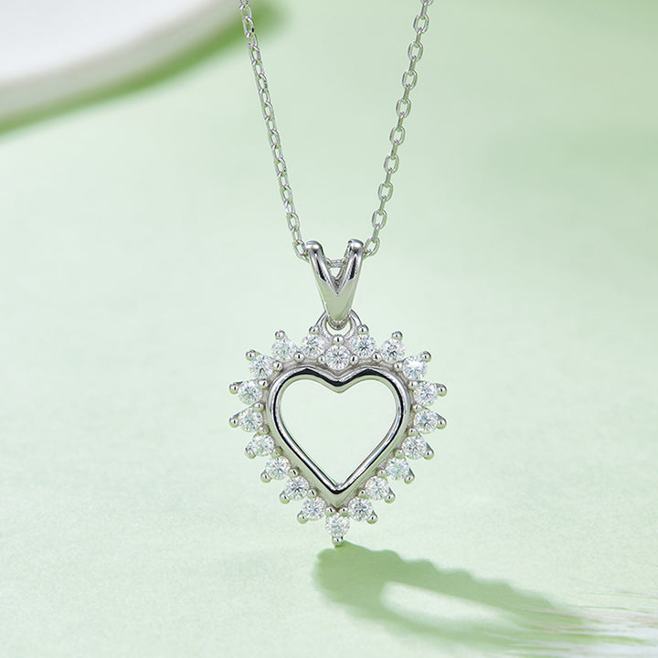 Women's Heart-Shaped Moissanite Sterling Silver Necklace