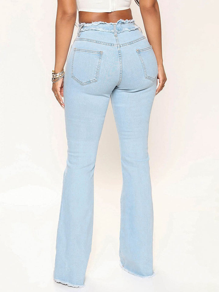 Women's Striped Hemline Denim Jeans