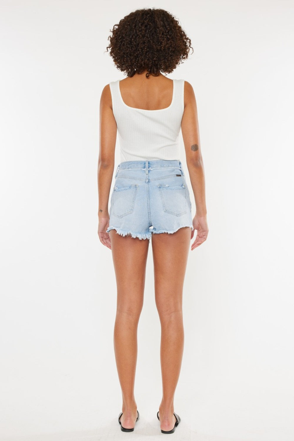 Women's Distressed Button Fly Denim Shorts