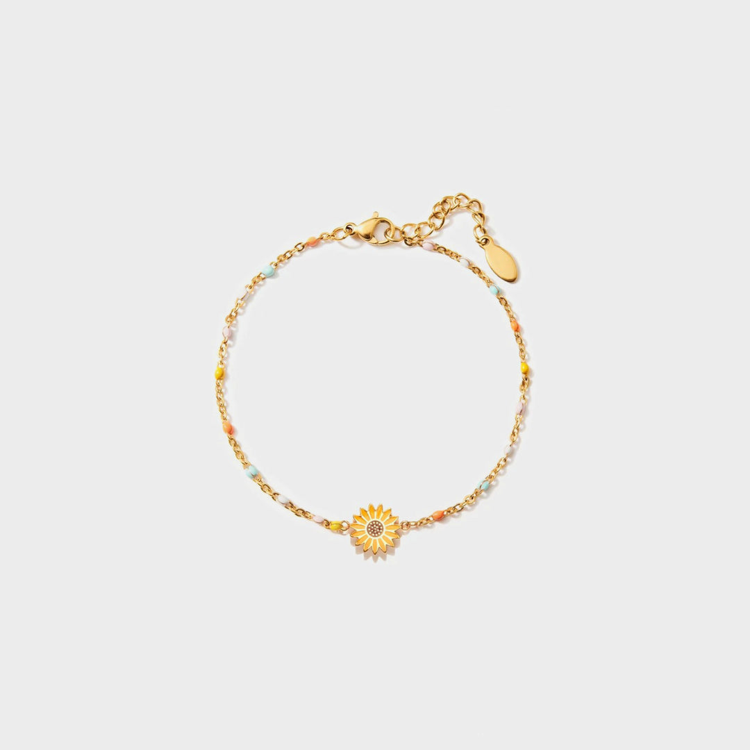 Women's Sunflower Charm Bracelet in 18K Gold Plating