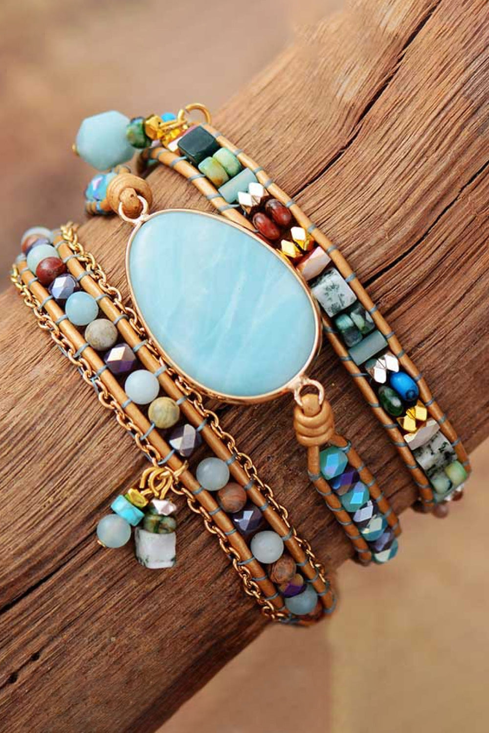 Women's Triple Layer Natural Stone Beaded Bracelet