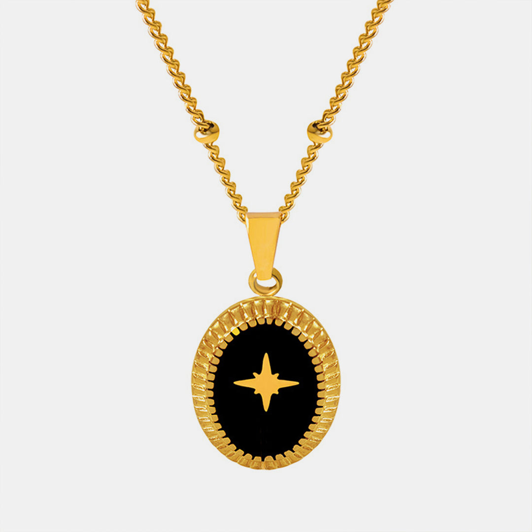 Women's Oval Pendant Necklace in Gold-Plated Titanium Steel