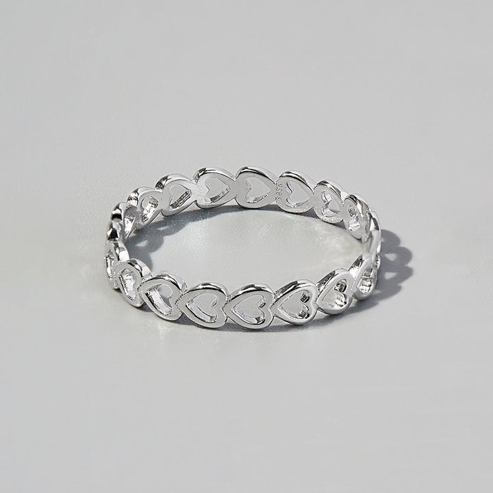 Women's Heart Link Rings in 925 Sterling Silver