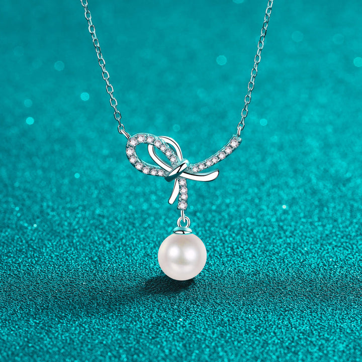 Women's Elegant Pearl Pendant Sterling Silver Necklace