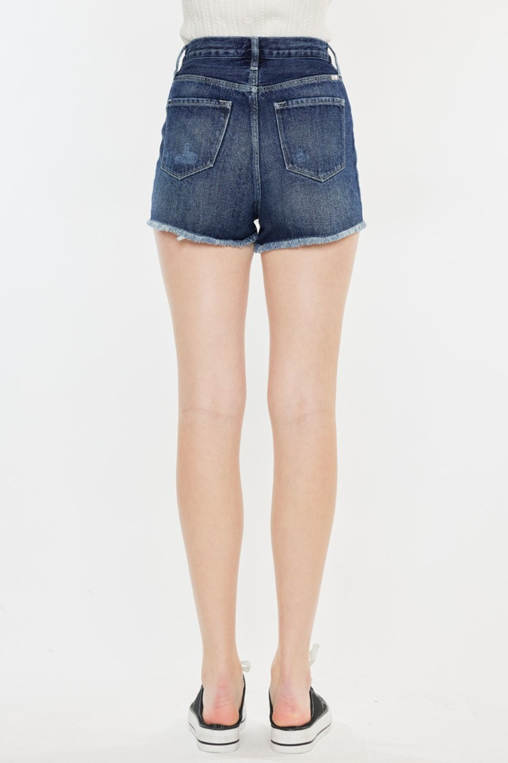 Women's Denim Shorts with Raw Hem and Button Fly