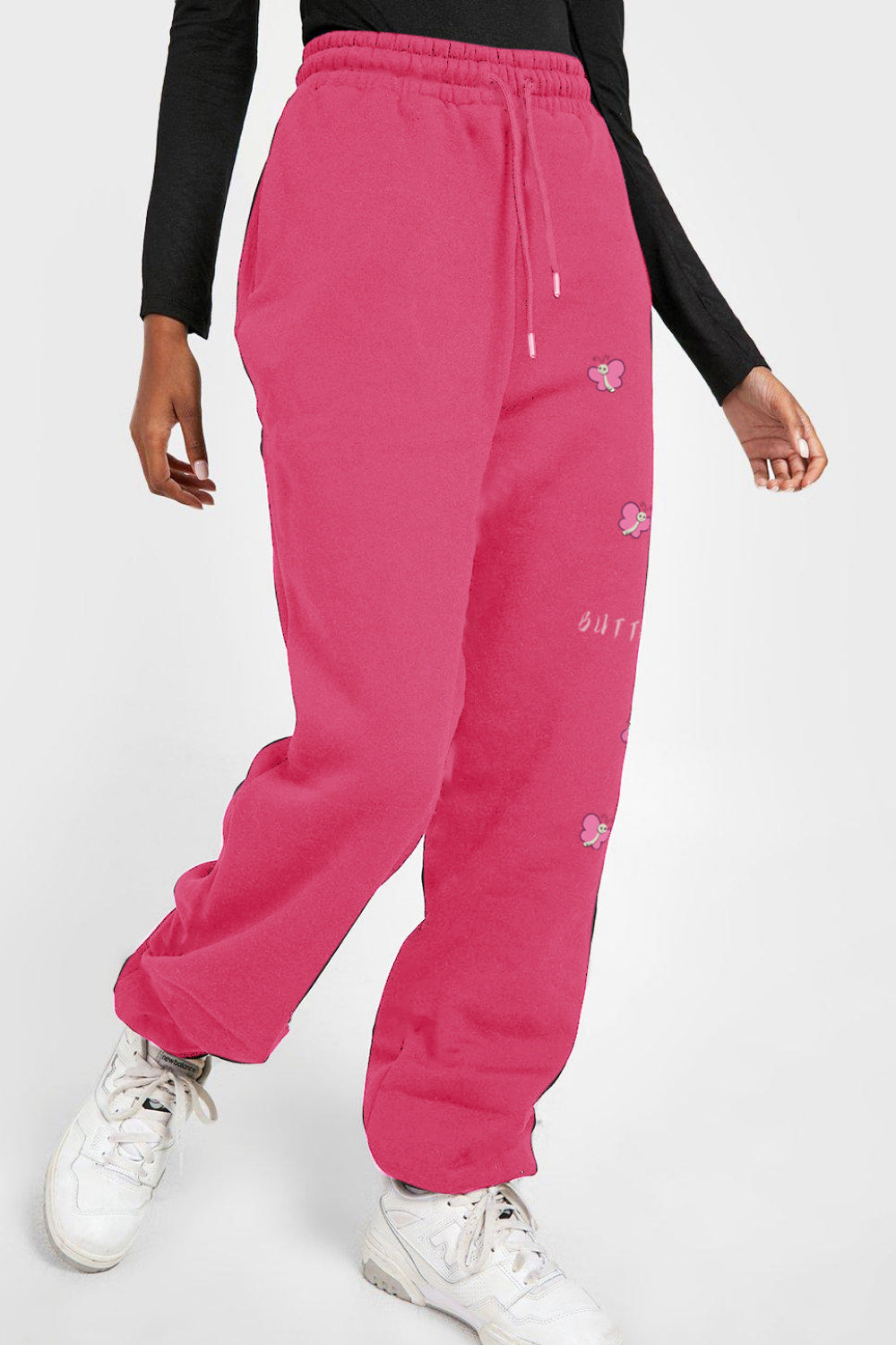 Women's Butterfly Graphic Drawstring Full Size Sweatpants