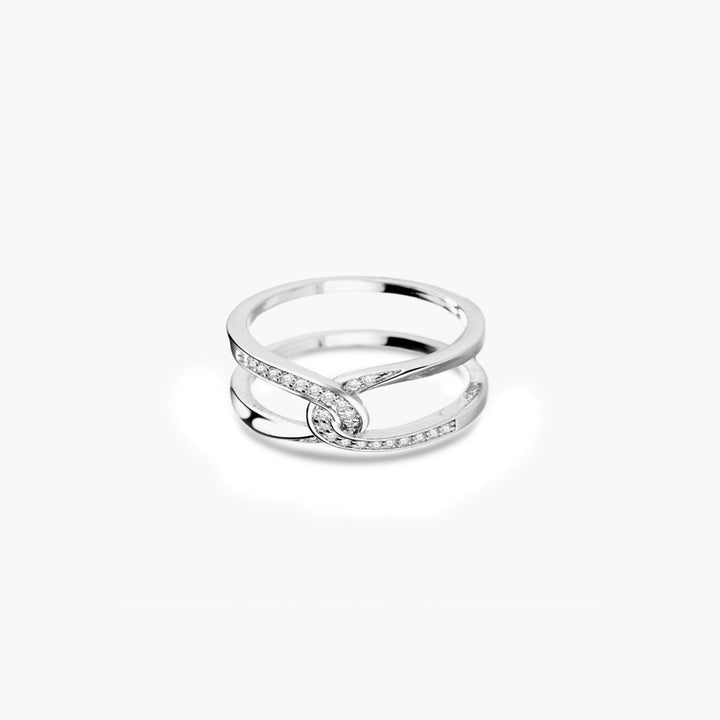 Women's Twisted Double-layered Zircon Inlaid Rings