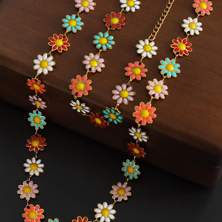 Women's Flower Oil Drip Necklace