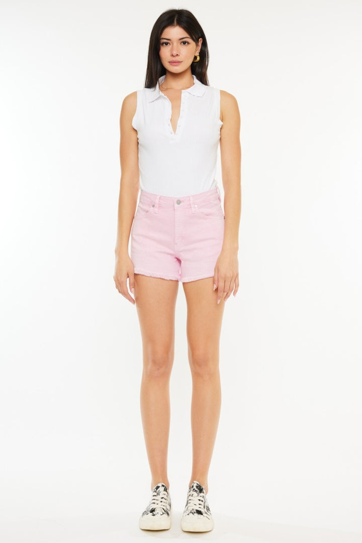 "Women's High Waist Raw Hem Denim Shorts"