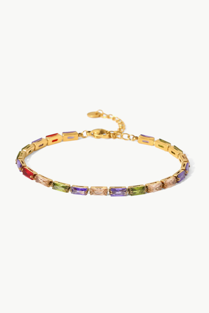 Women's Multicolored Cubic Zirconia Bracelet in 18K Gold Plating