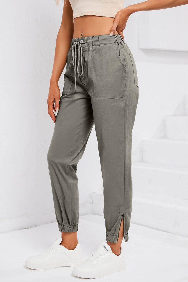 Women's Comfortable Drawstring Side Zip Pants