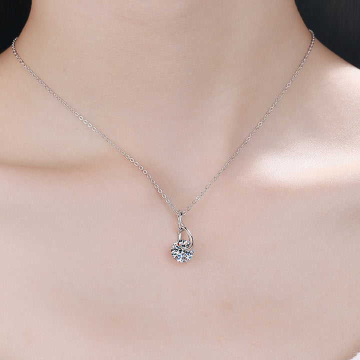 Women's Elegant 2 Carat Moissanite Sterling Silver Necklace