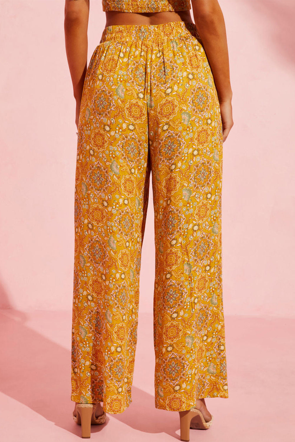 Women's Floral Wide Leg Pants with Pockets