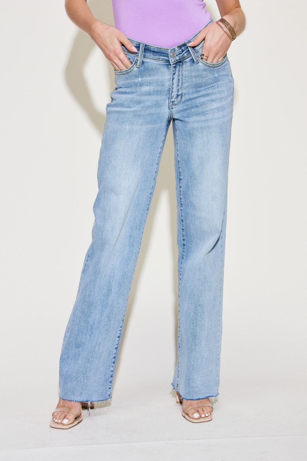 Women's Classic V-Front Full Size Straight Leg Jeans