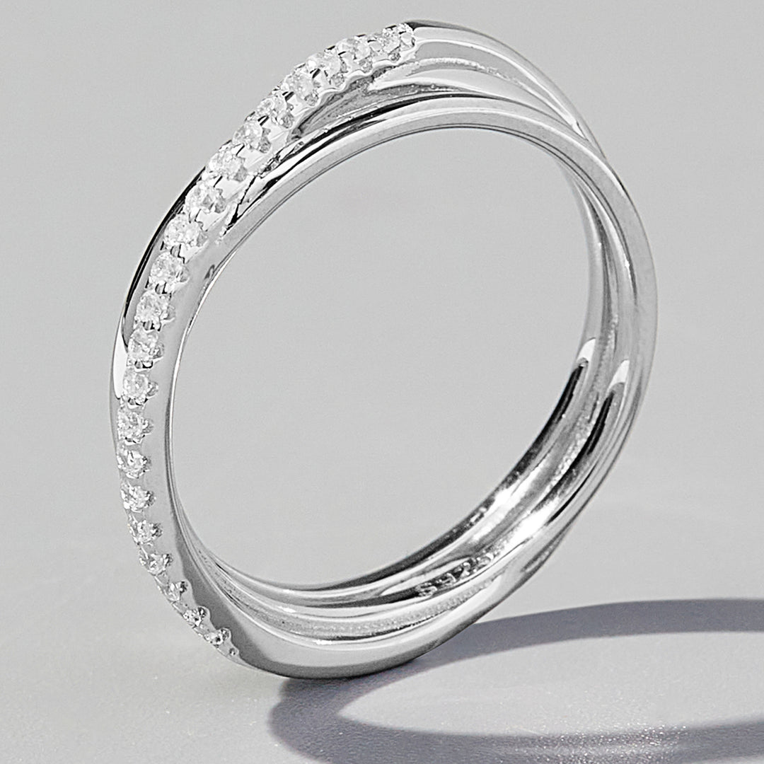 Women's Zircon Inlaid Sterling Silver Rings