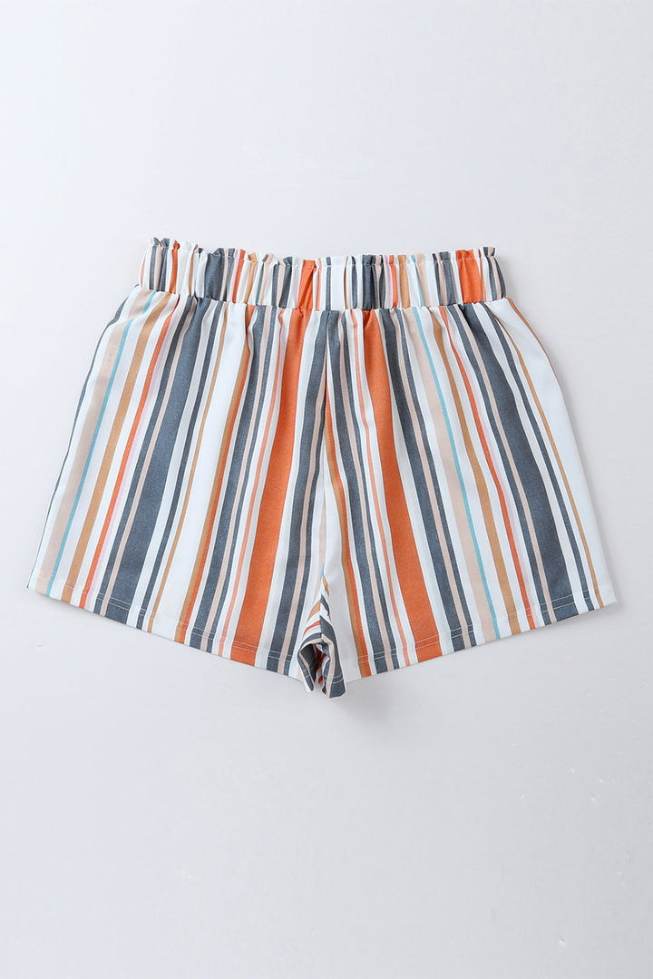 Women's Striped Elastic Waist Shorts