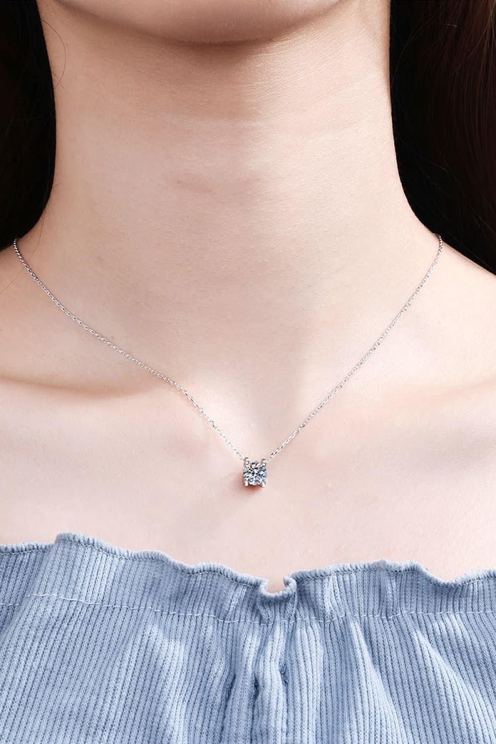 Women's Elegant Moissanite Sterling Silver Necklace