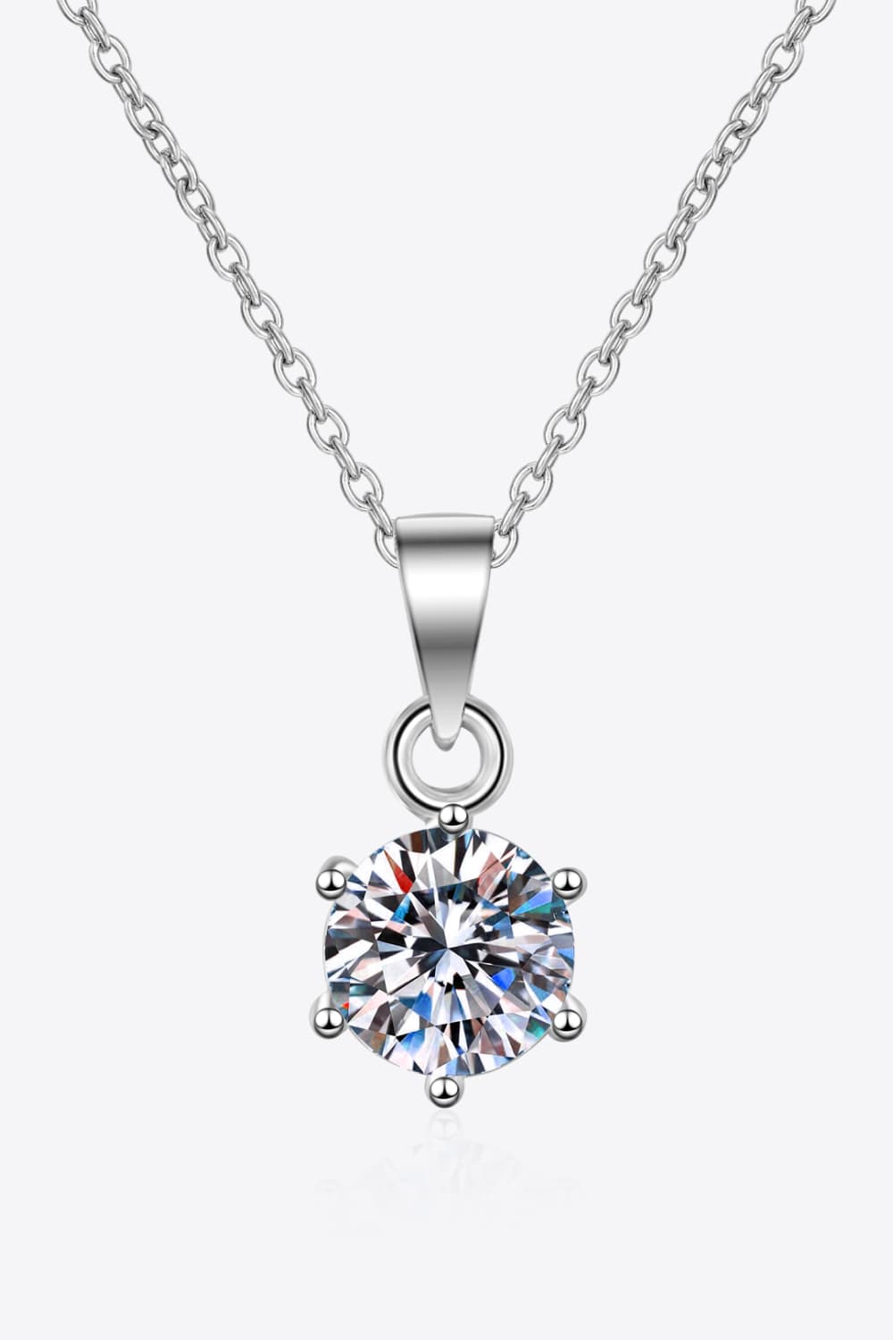 Women's Sparkling 1 Carat Moissanite Sterling Silver Necklace