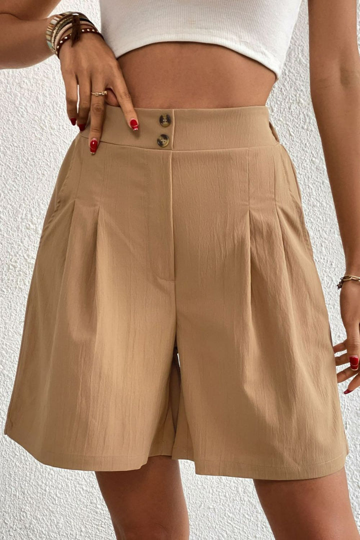 Women's Pleated Detail Elastic Waist Shorts