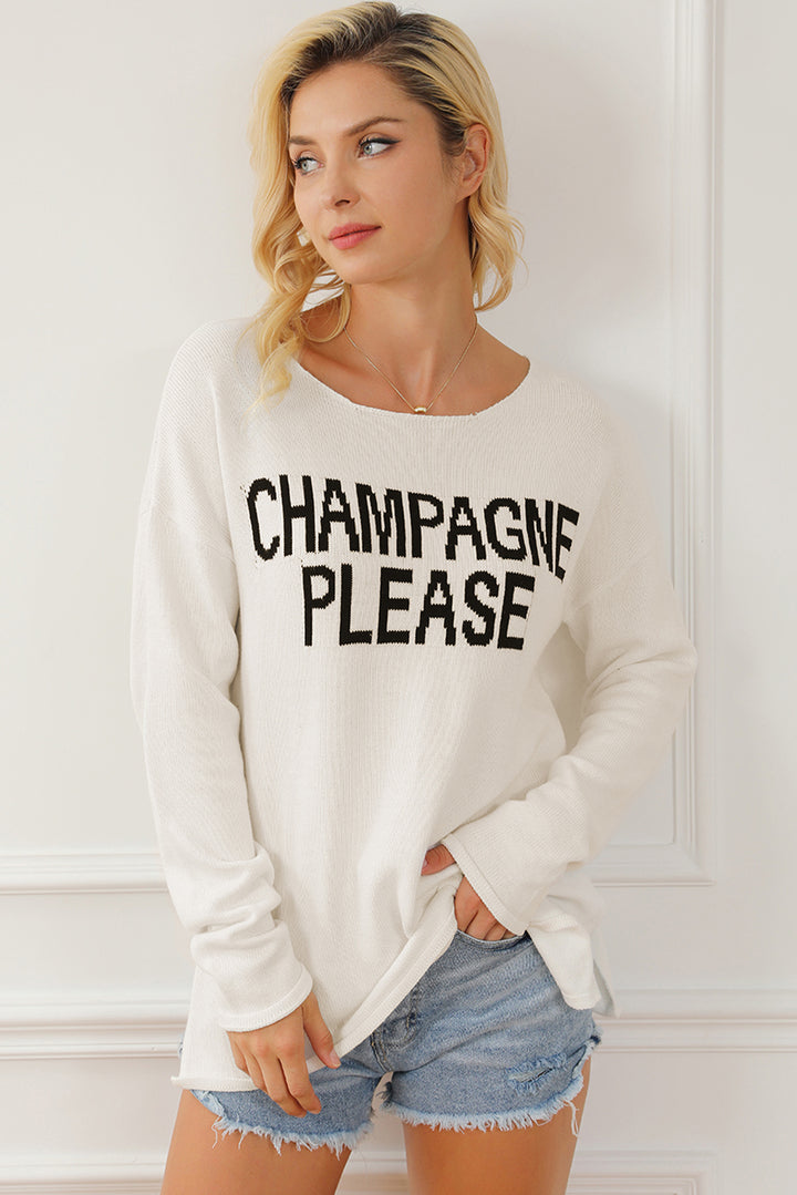 Women's Cozy Champagne Slit Sweater