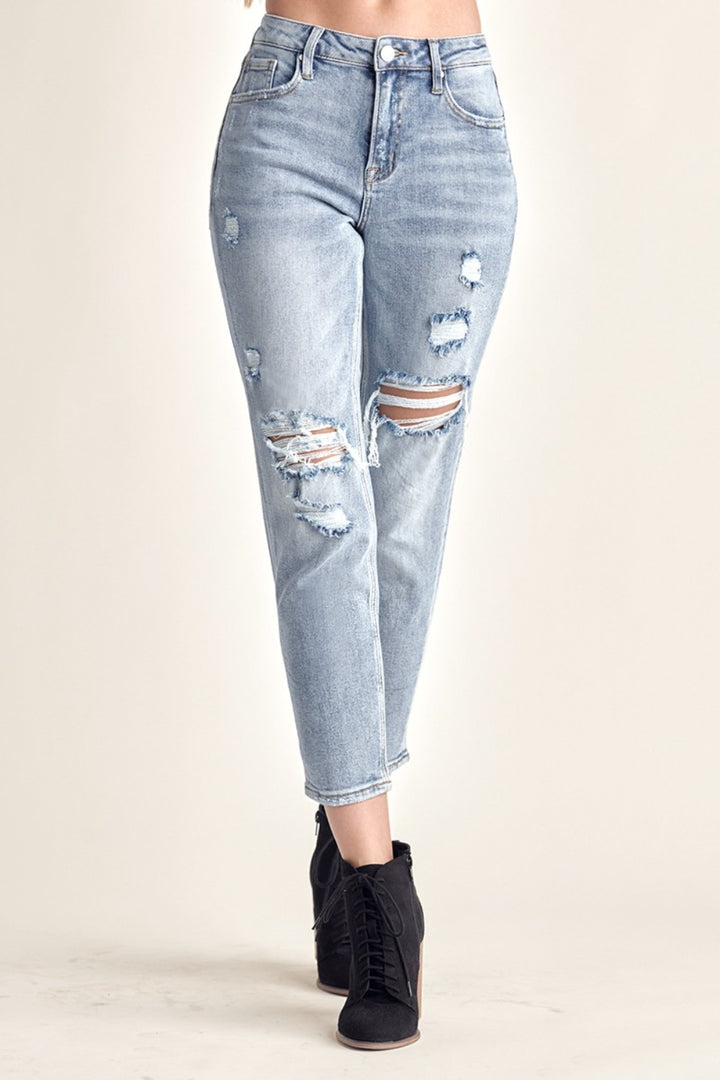 Women's Distressed Slim Cropped Jeans