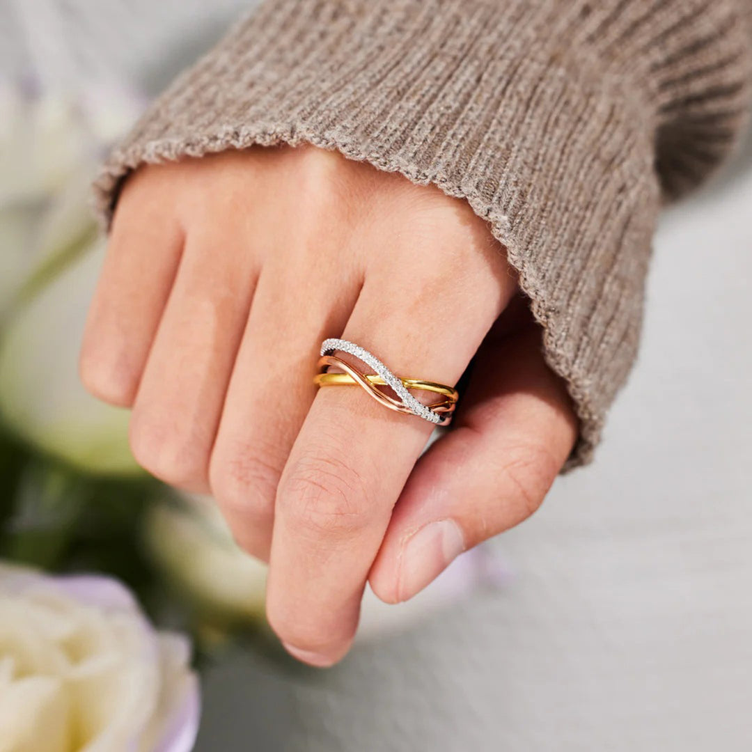 Women's Crisscross Gold-Plated Sterling Silver Rings