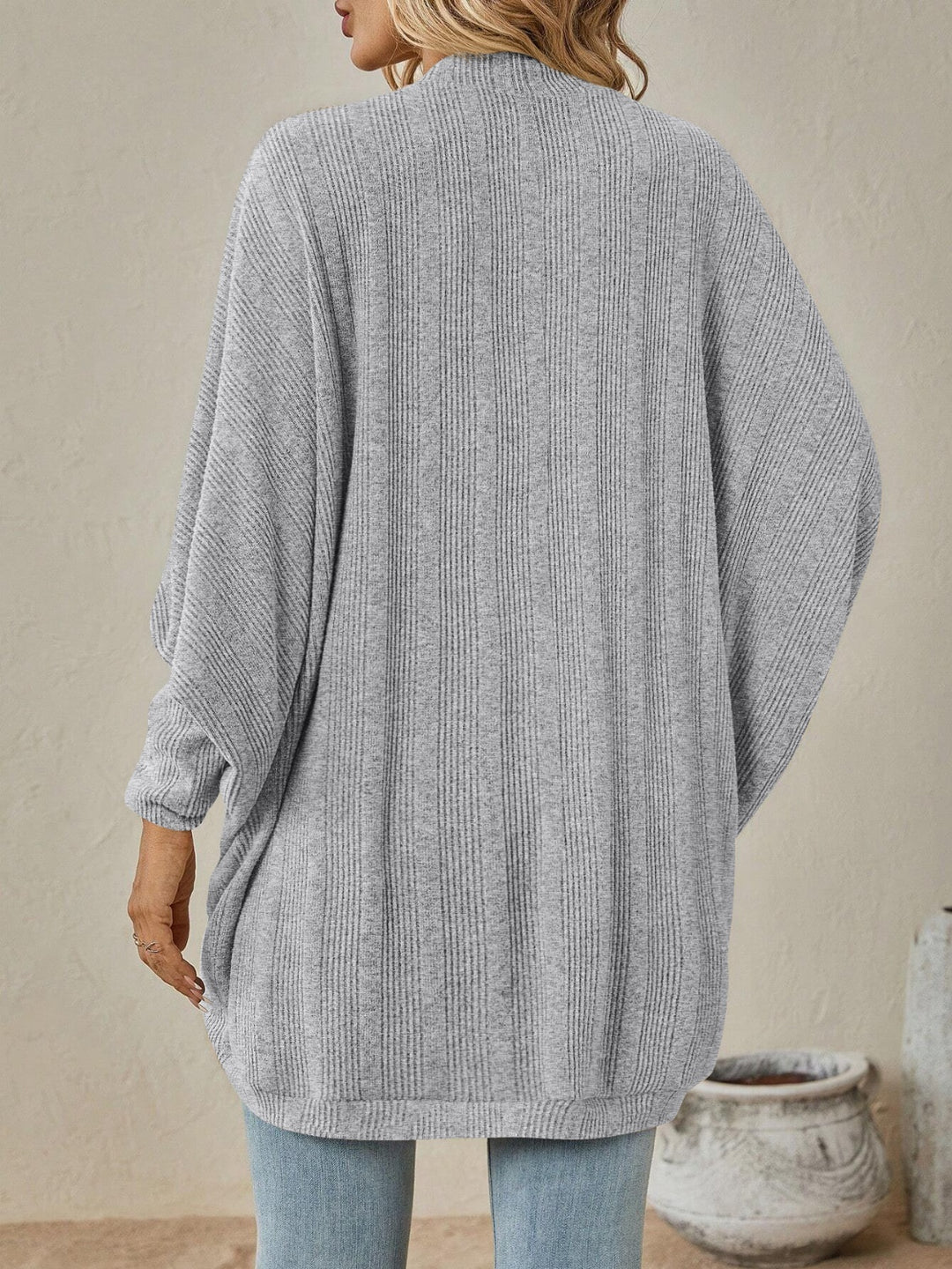 Women's Cozy Open Front Sweater with Dropped Shoulder