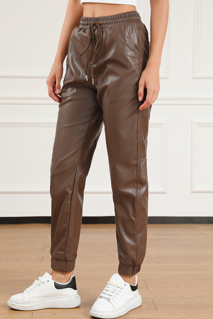 Women's Leather Drawstring Pants