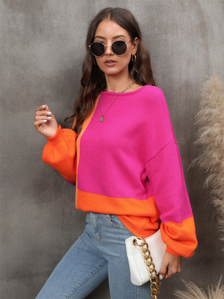 Women's Colorful Round Neck Sweater