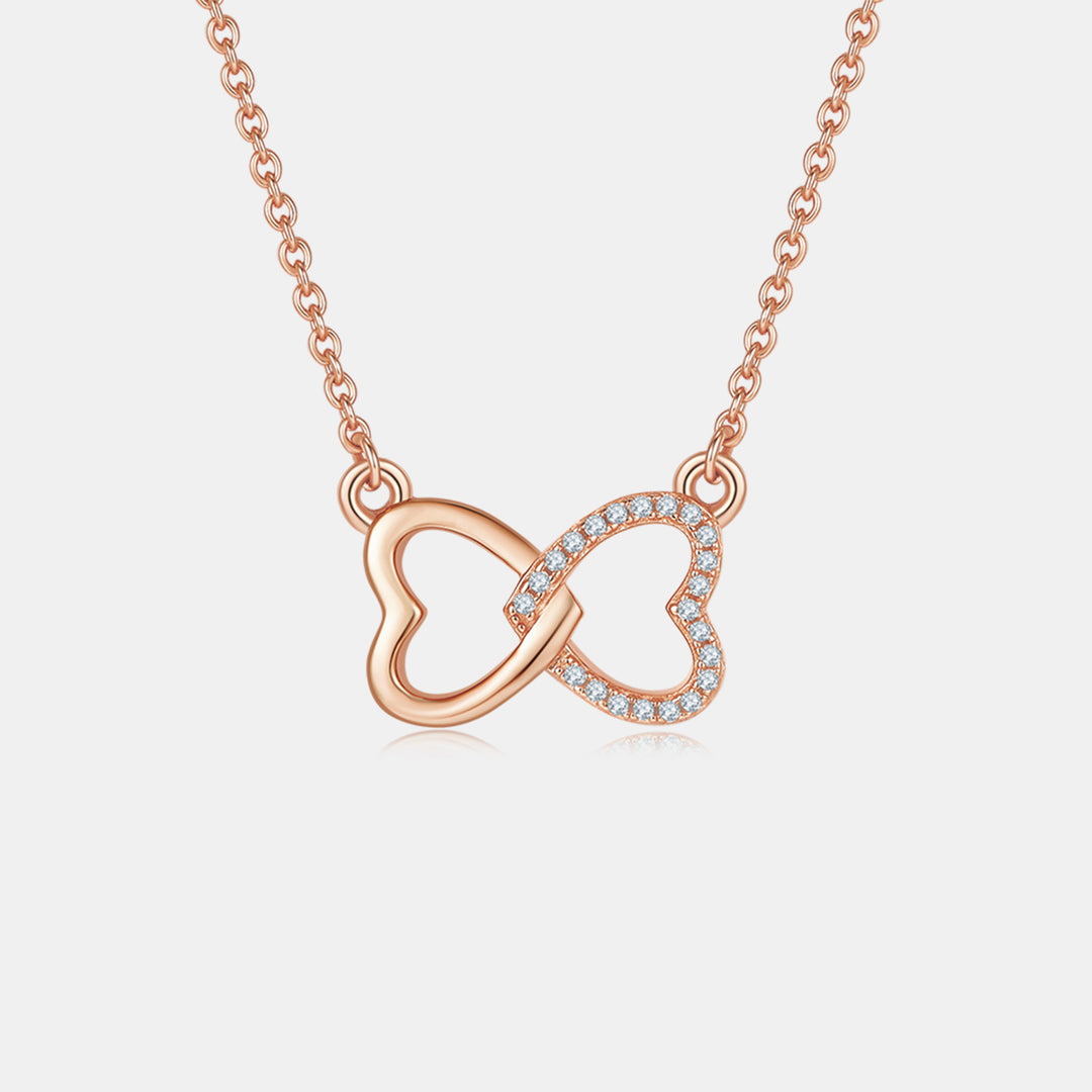 Women's Heart Bow Necklace with Moissanite Accent