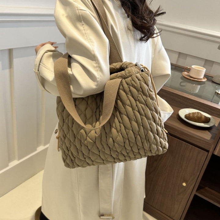 Drawstring Bubble Texture Tote Bag