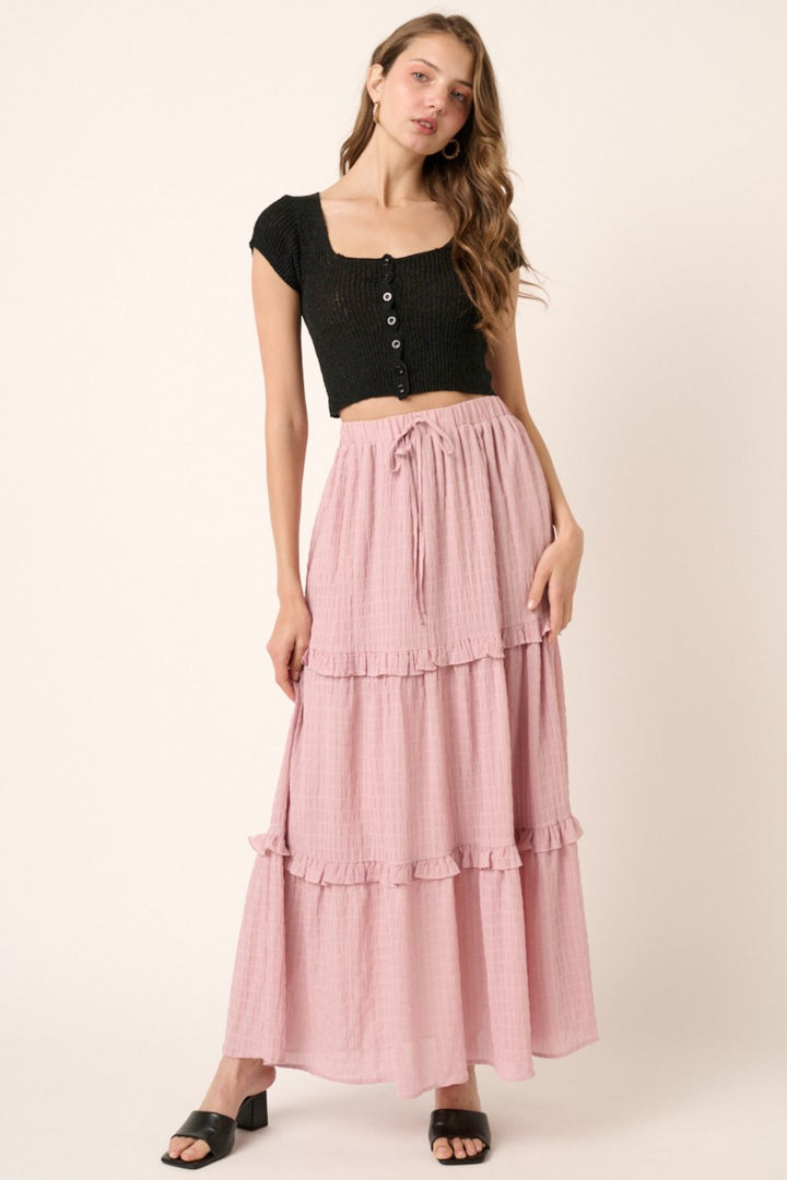 Women's Frill Drawstring High Waist Skirt