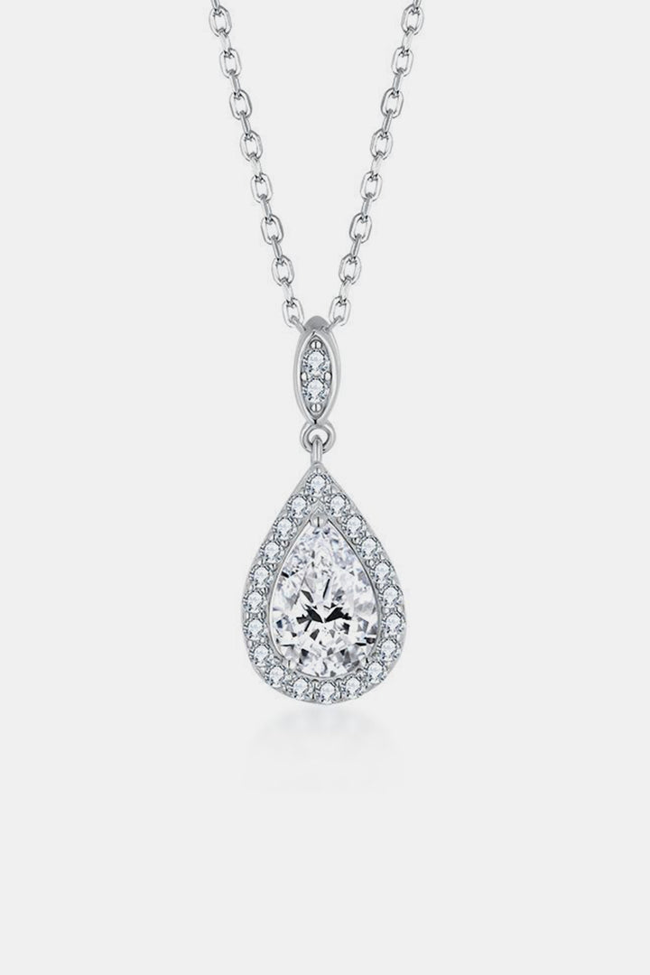 Women's Teardrop Necklace with 1.5 Carat Moissanite in 925 Sterling Silver